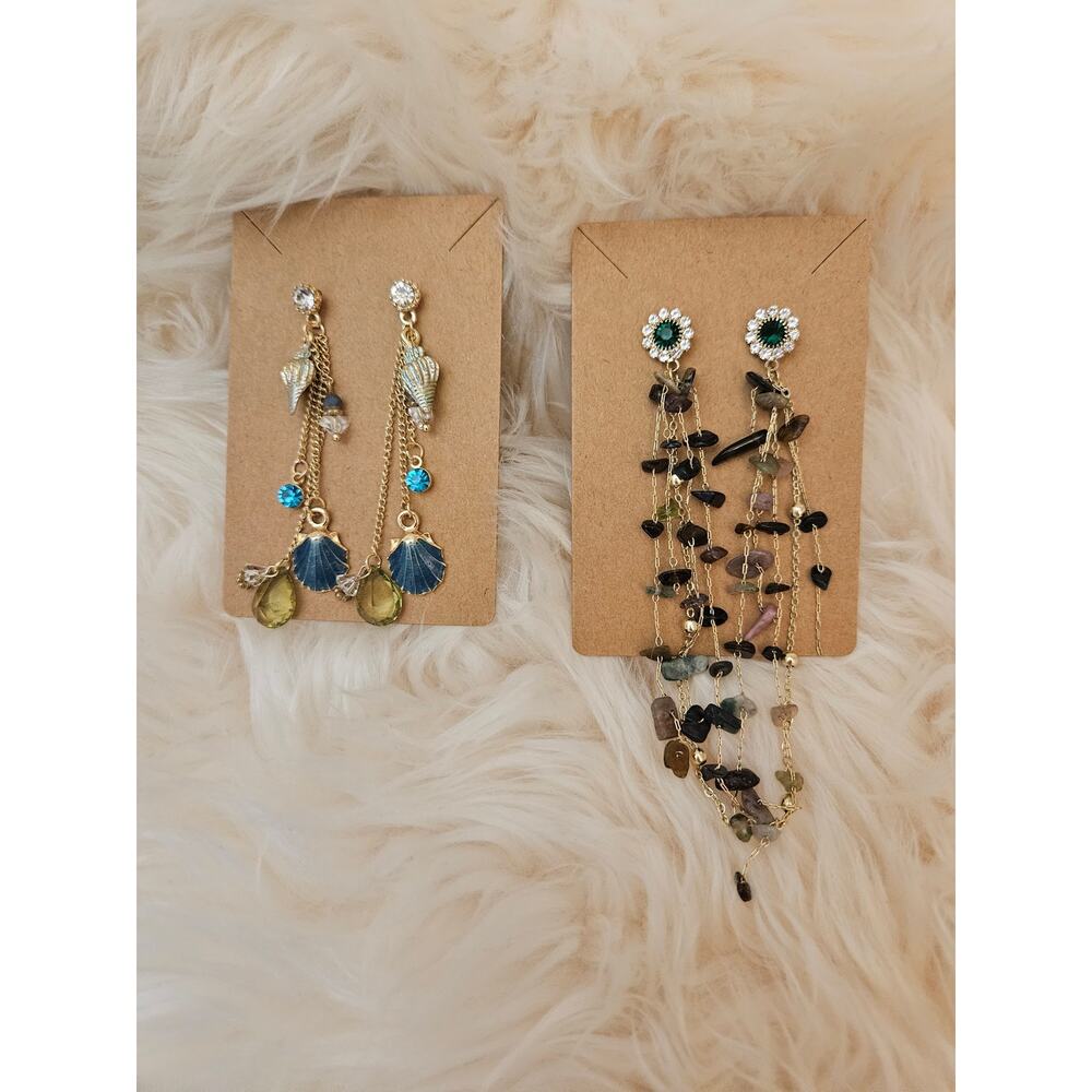 NEW Shells Beach Stones Fashion Dangle Earrings, 2 Pairs